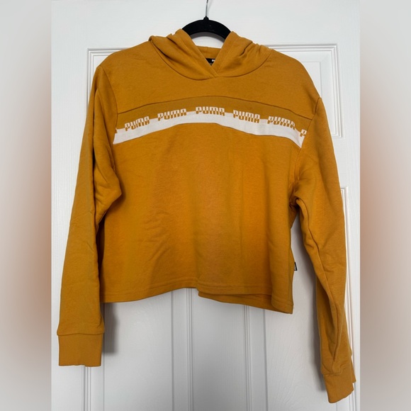 Puma Tops - Puma Yellow Mustard Cropped Pull-over Sweater with Hood
